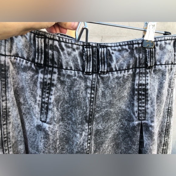 Vintage grey acid wash denim high waisted pleated midi/ maxi denim skirt - Picture 11 of 13
